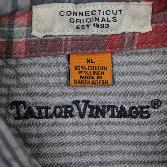 Tailor Vintage Flip Cuff Shirt Mens XL Gray Cotton/Linen Blend L/S Button Down - Picture 9 of 15